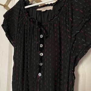Loft short sleeve black patterned dress